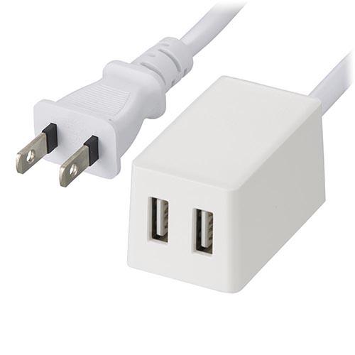 オーム電機(OHM) HS-2MUSB-22 ホワイト 2ポートUSB充電器 2m