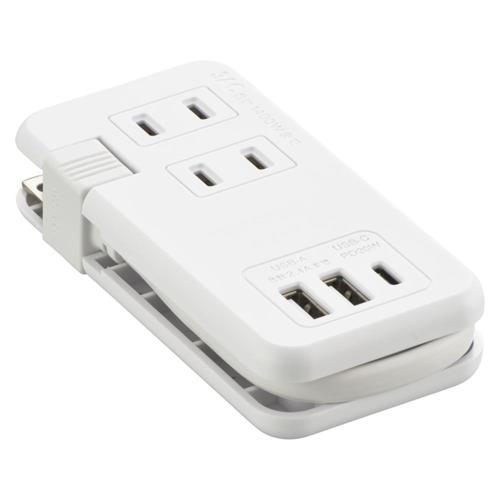 オーム電機(OHM) HS-A3U2C120E-W モバイルUSBタップ くるっと収納 PD対応 20W