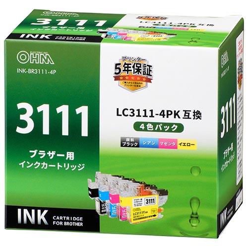 オーム電機(OHM) INK-BR3111-4P ブラザー互換 LC3111 4色パック