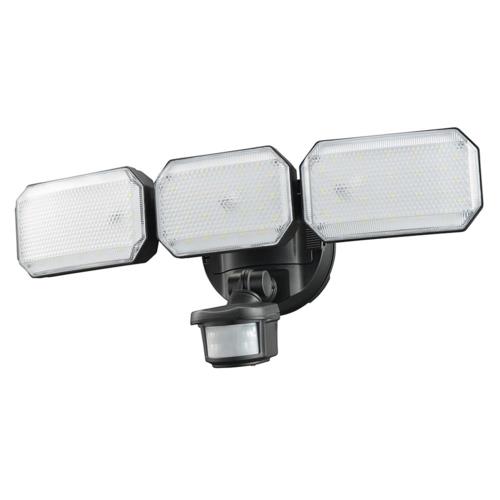 オーム電機(OHM) LS-B313 monban 防犯センサーライト 3灯 リチウム充電池式 2500ルーメン