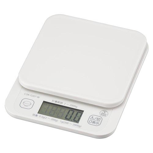 オーム電機(OHM) COK-S207-W クッキングスケール 2KG計 ご飯カロリーボタン付き 08-1200
