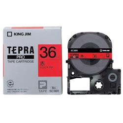 キングジム(KING JIM) テプラPRO カラーラベル パステル 赤 黒文字 36mm SC36R