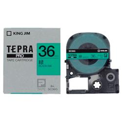 キングジム(KING JIM) テプラPRO カラーラベル パステル 緑 黒文字 36mm SC36G