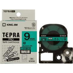 キングジム(KING JIM) テプラPRO 強粘着ラベル 緑 黒文字 9mm SC9GW
