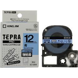 キングジム(KING JIM) テプラPRO 強粘着ラベル 青 黒文字 12mm SC12BW