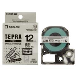 キングジム(KING JIM) テプラPRO 強粘着ラベル 透明 黒文字 12mm ST12KW