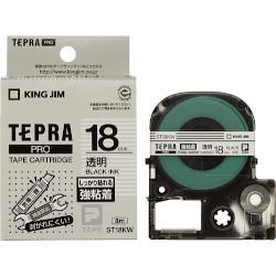 キングジム(KING JIM) テプラPRO 強粘着ラベル 透明 黒文字 18mm ST18KW