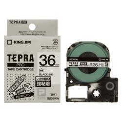 キングジム(KING JIM) テプラPRO 強粘着ラベル 白 黒文字 36mm SS36KW