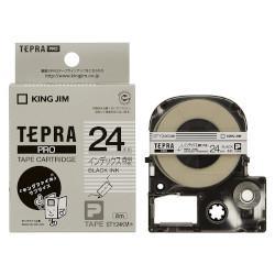 キングジム(KING JIM) テプラPRO インデックスラベル 透明つや消し 黒文字 24mm STY24KM