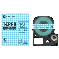 キングジム(KING JIM) テプラPRO 模様ラベル チェック青 グレー文字 12mm SWX12BH