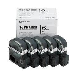 キングジム(KING JIM) テプラPRO 5個入 白ラベル 白 黒文字 6mm SS6K-5P