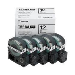 キングジム(KING JIM) テプラPRO 5個入 白ラベル 白 黒文字 12mm SS12K-5P