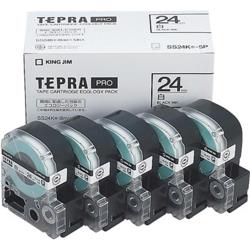 キングジム(KING JIM) テプラPRO 5個入 白ラベル 白 黒文字 24mm SS24K-5P