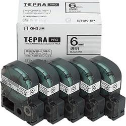 キングジム(KING JIM) テプラPRO 5個入 透明ラベル 透明 黒文字 6mm ST6K-5P