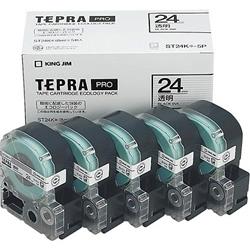 キングジム(KING JIM) テプラPRO 5個入 透明ラベル 透明 黒文字 24mm ST24K-5P