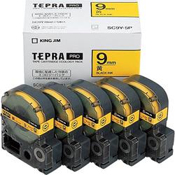 キングジム(KING JIM) テプラPRO 5個入 カラーラベル パステル 黄 黒文字 9mm SC9Y-5P