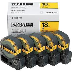 キングジム(KING JIM) テプラPRO 5個入 カラーラベル パステル 黄 黒文字 18mm SC18Y-5P