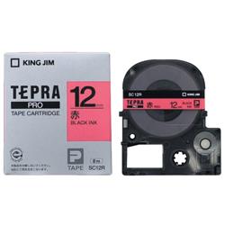 キングジム(KING JIM) テプラPRO カラーラベル パステル 赤 黒文字 12mm SC12R