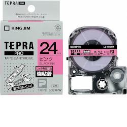キングジム(KING JIM) テプラPRO 強粘着ラベル ピンク 黒文字 24mm SC24PW