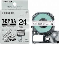 キングジム(KING JIM) テプラPRO 強粘着ラベル 透明 黒文字 24mm ST24KW