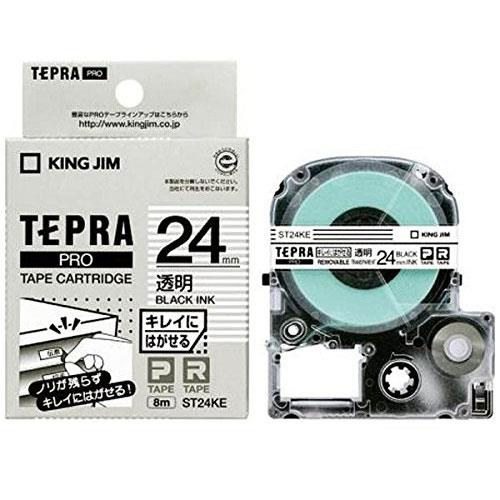 キングジム(KING JIM) テプラPRO キレイにはがせるラベル 透明 黒文字 24mm ST24KE