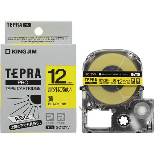 キングジム(KING JIM) テプラPRO 屋外に強いラベル 黄色 黒文字 12mm SC12YV