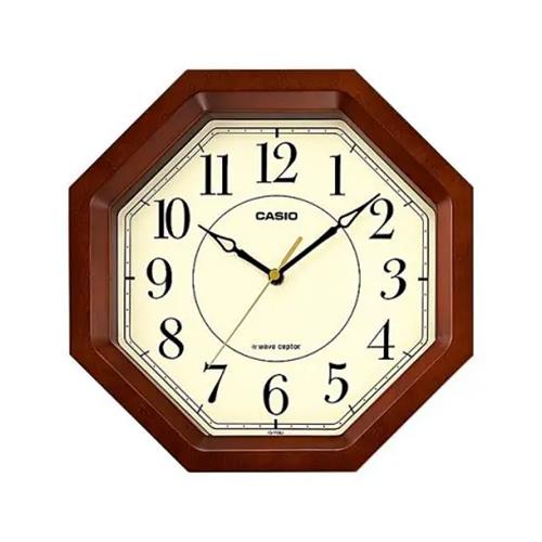 CASIO(カシオ) IQ-1106J-5JF 濃茶木 電波掛時計 木枠 MDF