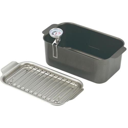 タマハシ TP-16 食彩亭 角型蓋付天ぷら鍋 アミ 温度計付