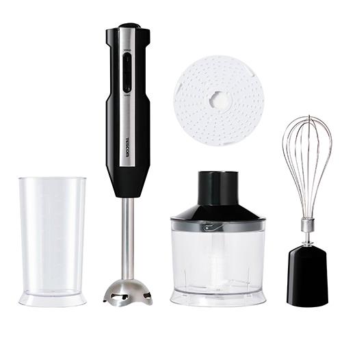 テスコム(TESCOM) TBL50A-K ブラック ハンドブレンダー 離乳食 スムージー 氷も砕ける 1台6役 チョッパー おろし 泡立て 400W 無段階速度調整
