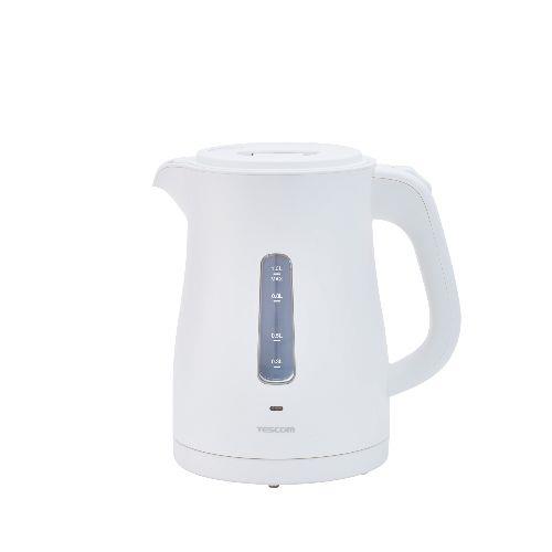 テスコム(TESCOM) TKE30A-W ホワイト 電気ケトル 1.0L 【1200W急速沸騰 転倒お湯もれ防止 空焚き防止 蒸気抑制構造】 自動OFF 二重構造