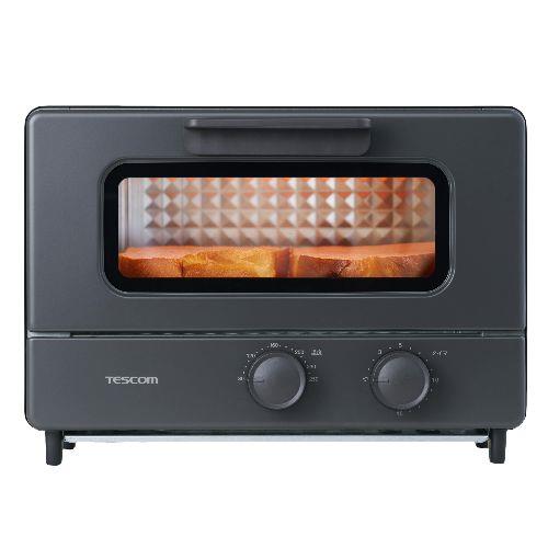 テスコム(TESCOM) TSB51A-K ブラック トースター 2枚焼き オーブントースター コンパクト 無段階温度調節 1000W タイマー15分 一人暮らし向け