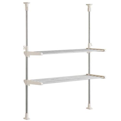 ベストコ NY-1001 ワームグレー ステンレス つっぱりキッチンラック 2段 ワイド棚