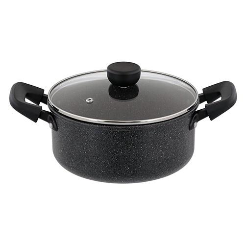 ベストコ NM-363 ダークグレー 両手鍋 20cm IH ガス火対応 ライトセンス マーブル