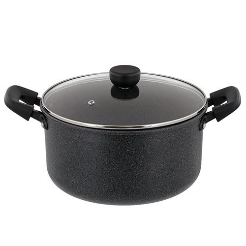 ベストコ NM-365 ダークグレー 深型 両手鍋 24cm IH ガス火対応 ライトセンス マーブル