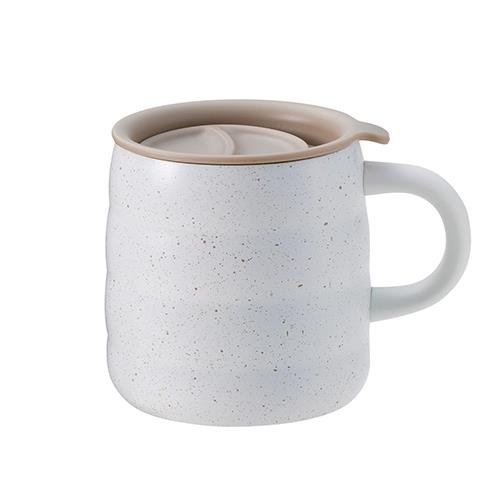 ベストコ LV-0072 ホワイト LIV PLUS マグカップ 蓋付き 400ml 保温 保冷 セラミック 大容量 テラゾー キッチン