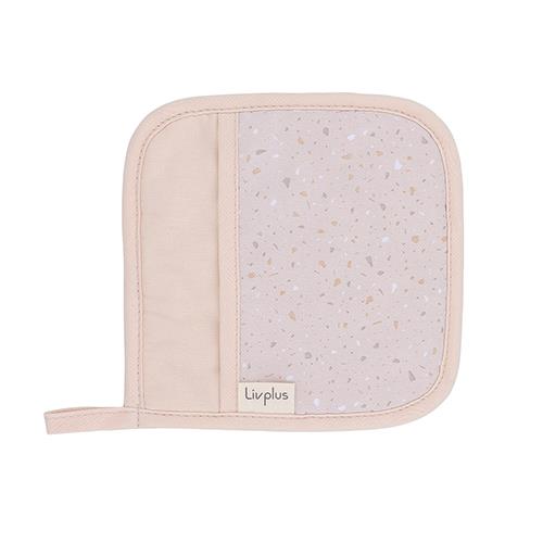 ベストコ LV-0081 ホワイト LIV PLUS ミトン 鍋敷き 2WAY仕様 18×18cm 汚れにくい テラゾー キッチン