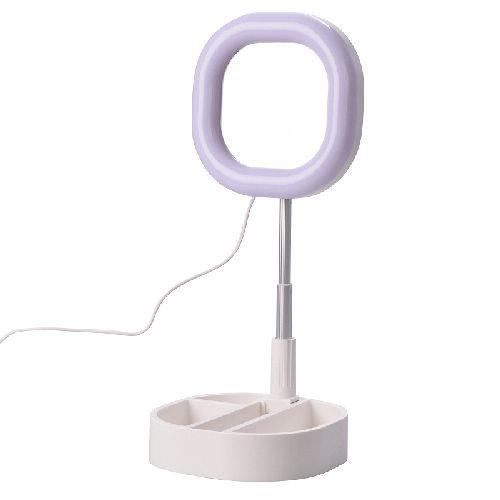 エツミ VE-2284-W ホワイト VLOG キャワミライト スクエア LEDリングライト 折りたたみ ミラー付き