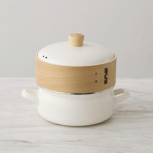 富士ホーロー 富士ホーロー せいろ付きホーロー鍋 ホワイト