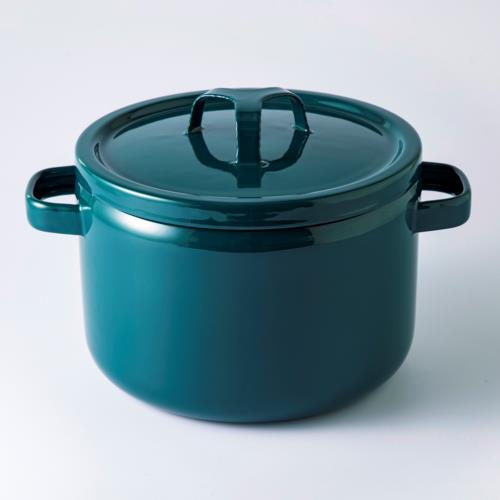 富士ホーロー 富士ホーロー 匠 22cm深鍋 鉄緑 両手鍋(琺瑯)