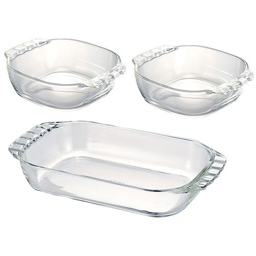 ハリオ(HARIO) HTZ-2808 トースター皿 3個セット 耐熱ガラス製