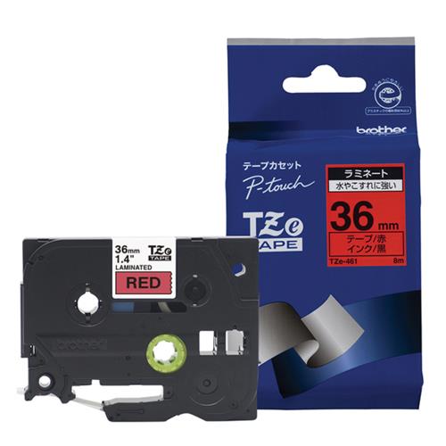 ブラザー(brother) TZe-461 ピータッチ ラミネートテープ 黒文字/赤 36mm