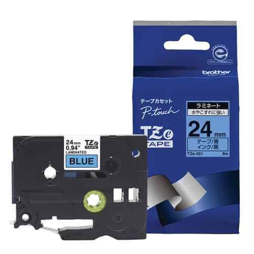 ブラザー(brother) TZe-551 ピータッチ ラミネートテープ 黒文字/青 24mm