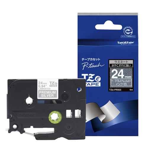 ブラザー(brother) TZe-PR955 ピータッチ おしゃれテープ 白文字/プレミアムシルバー 24mm