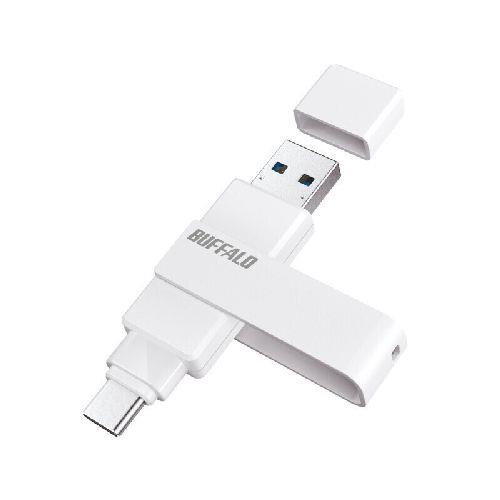 バッファロー(BUFFALO) RUF3-ACR64G-WH ホワイト USB 3.2 Gen1 Type-C/Type-A両対応 回転式USBメモリー 64GB