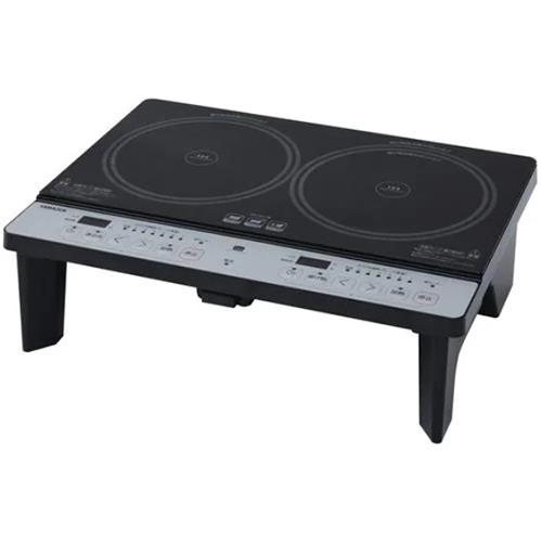 【長期保証付】山善(YAMAZEN) KES-WL1456E 2口IHクッキングヒーター 脚付き