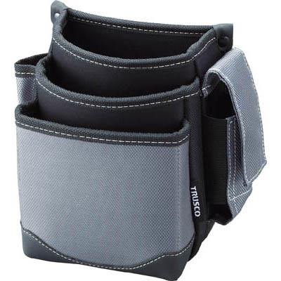 トラスコ中山 TWP3-GY 腰袋 3段 携帯電話ホルダー付き グレー