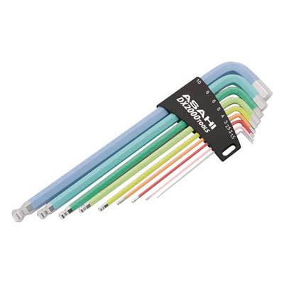 旭金属工業 AQUS910 9色カラー六角棒ボールポイントレンチ9本組