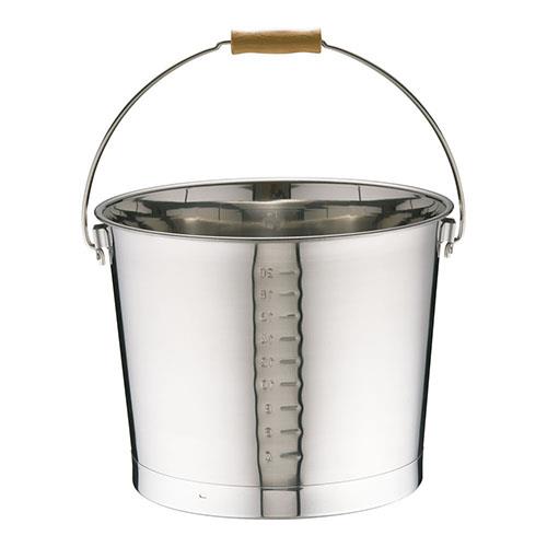 大屋製作所 18-8プレスバケツ 目盛付 20L