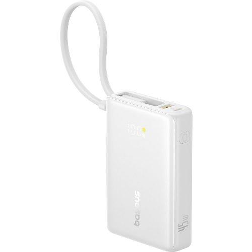 Baseus(ベースアス) P10076803213-00 ムーンホワイト PicoGo モバイルバッテリー 45W 10000mAh USB-Cケーブル内蔵