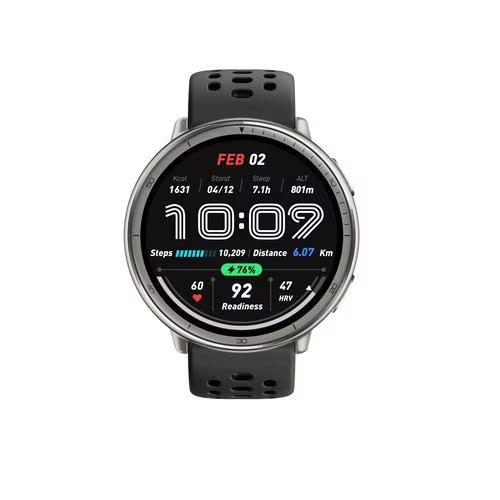 【長期保証付】アマズフィット(Amazfit) SP170073-C226 ブラック Amazfit Active 2 Round ブラックスポーツシリコン スマートウォッチ